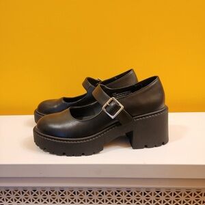 Black Chunky Mary Jane Shoes